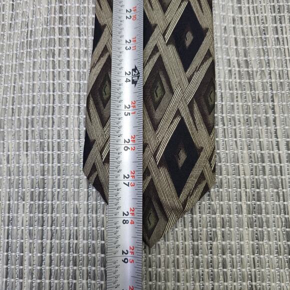 Fratelli Mens 100% Silk Neck Tie Handmade Italy Diamond Argyle Pattern Vintage - Picture 11 of 12